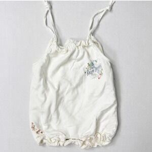 Ralph Lauren Baby Girl Floral Logo Romper 9M White Cotton‎ One Piece